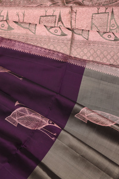 Purple colour soft silk saree