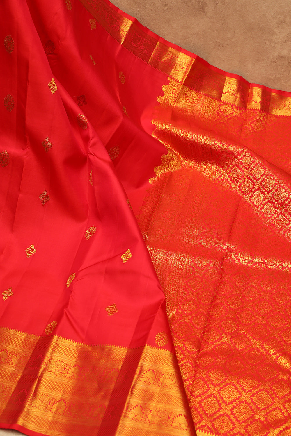 Red colour silk saree