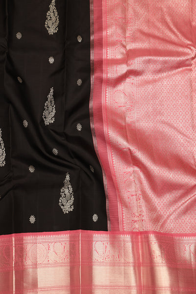 Royal black colour silk saree