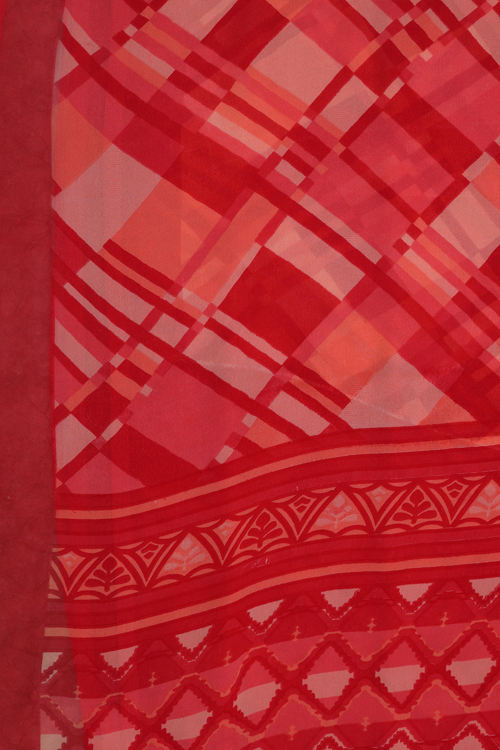 Red and orange chiffon saree