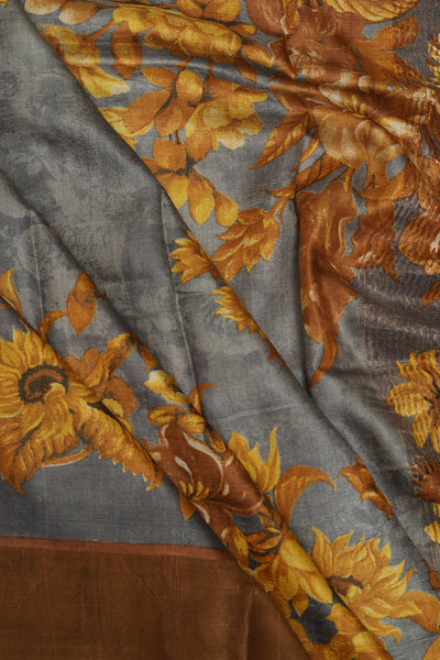 Grey tussar saree