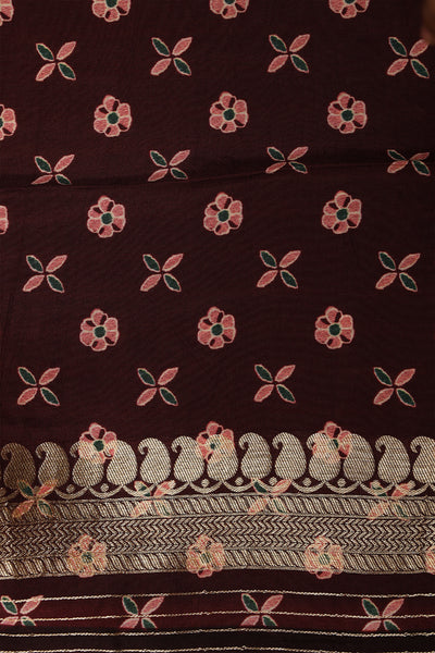 Brown colour dola silk saree