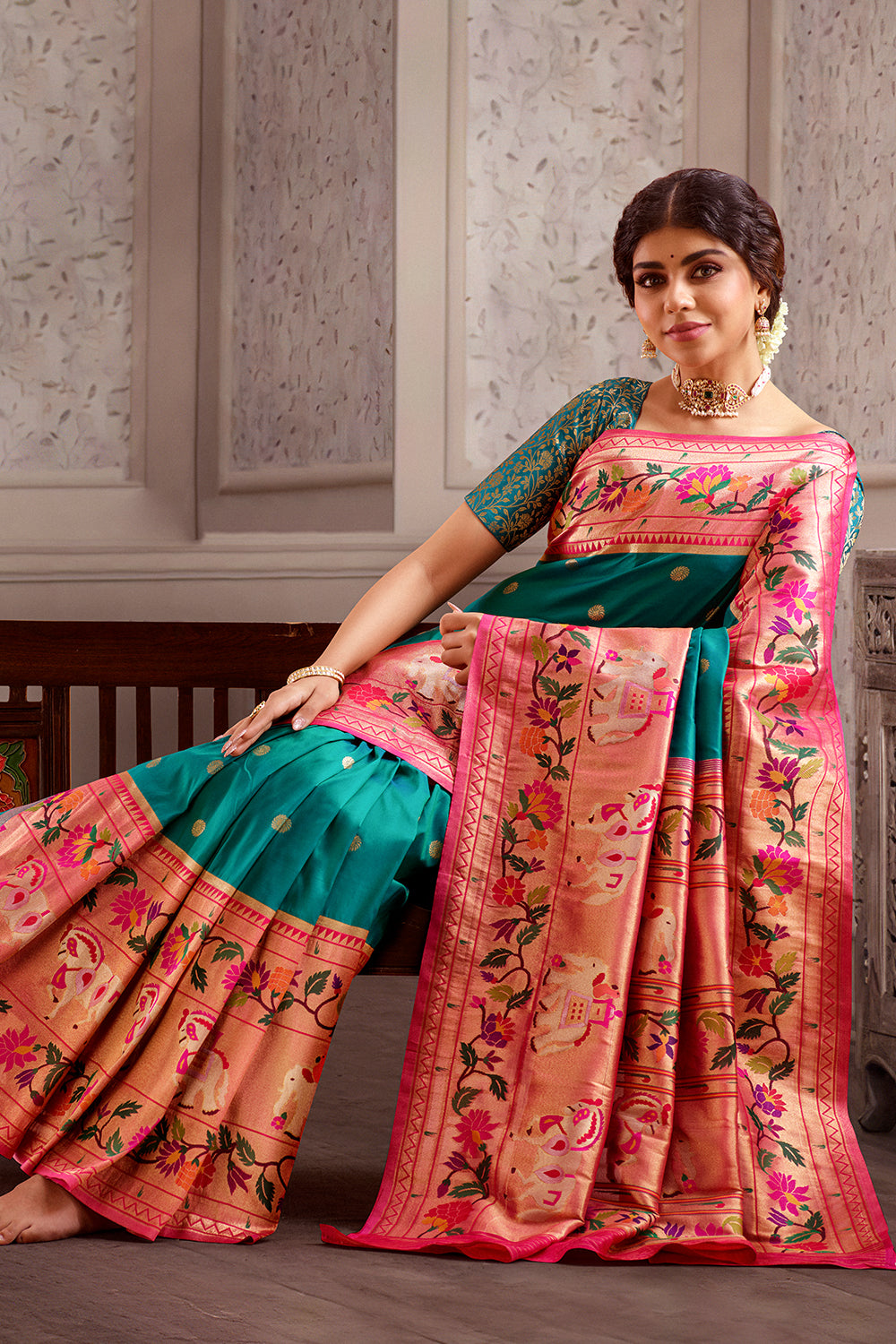 Royal Blue Colored all over Designed Semi Raw Silk Saree with Banaras Patch  work Border and Magenta Pink Colored Blo… | Dupion silk saree, Fancy sarees,  Silk sarees