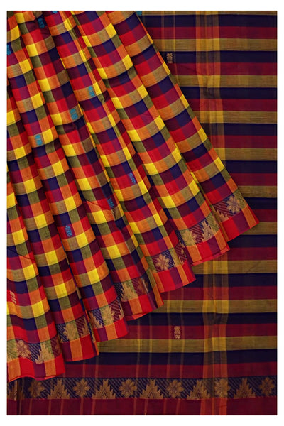 Multi check chettinadu cotton saree