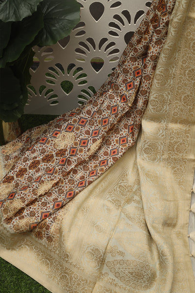 Sandal banarasi silk saree