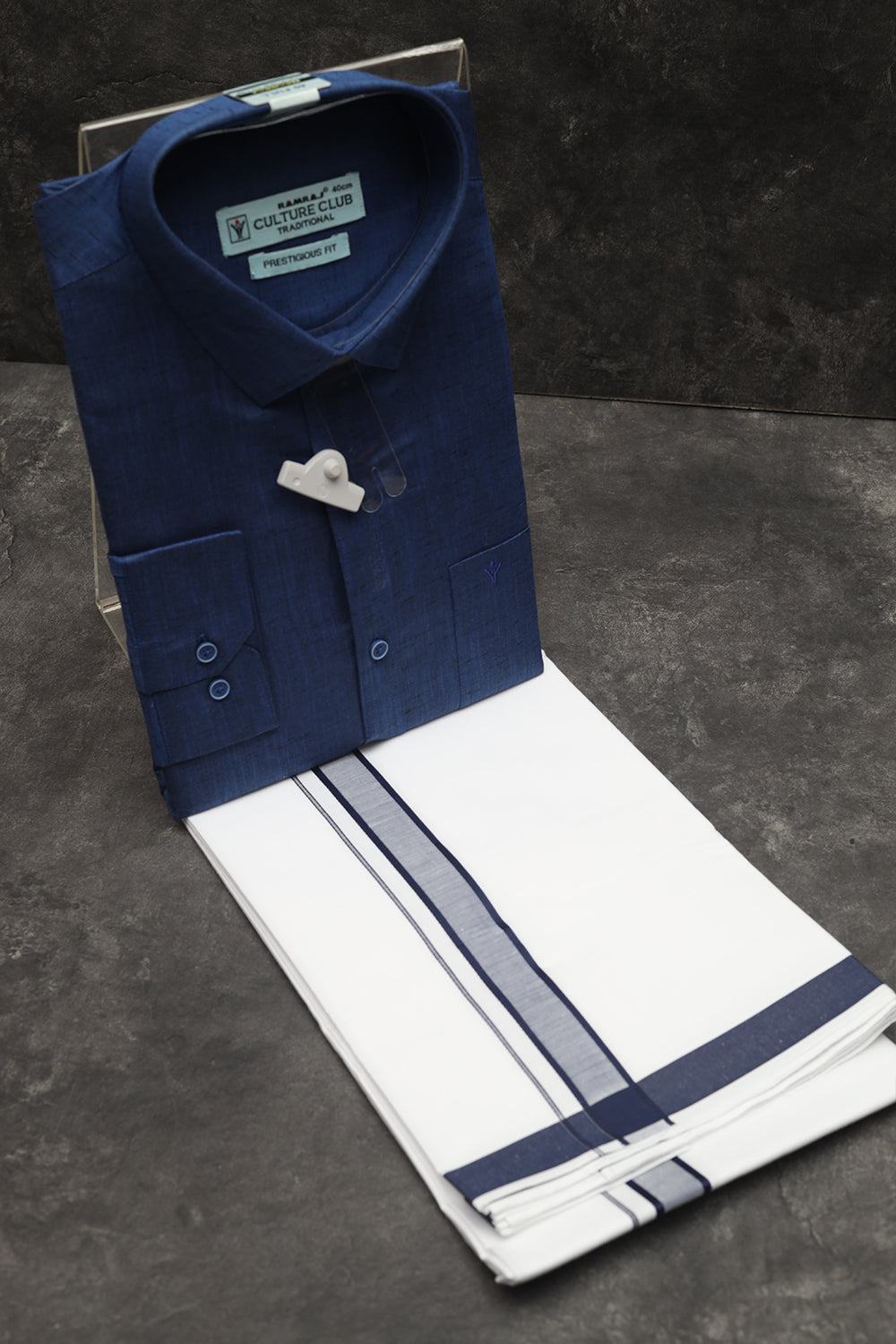 Ink blue shirt & dhoti