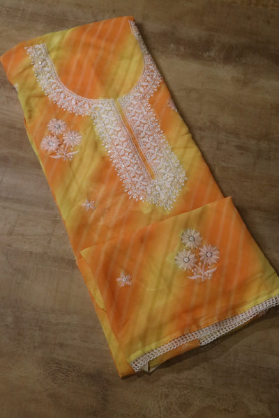Yellow and orange salwar material